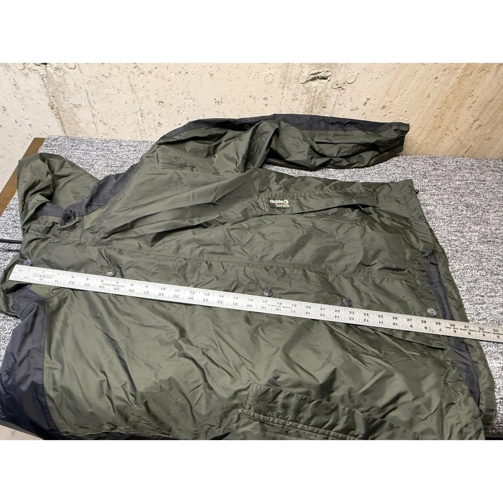Guide Series Mens Waterproof Rain Jacket Olive Green Black Hooded Size L
